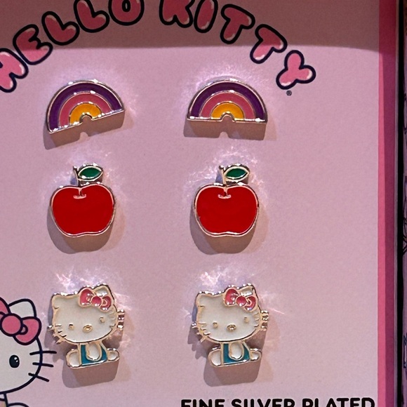 Box Set of 3 Hello Kitty Silver Plated Rainbow Earrings Made By Sanrio. NWTS. - Picture 4 of 6